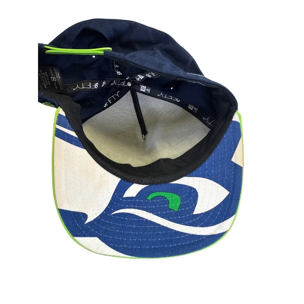 New Era 9FIFTY Seattle Seahawks Snapback Hat Navy Blue Green NFL Cap OSFM